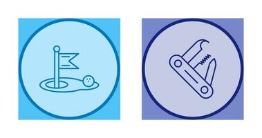 le golf et Suisse armée couteau icône vecteur