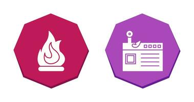Feu et Hameçonnage icône vecteur