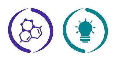 molécule et lumière ampoule icône vecteur