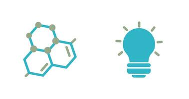 molécule et lumière ampoule icône vecteur