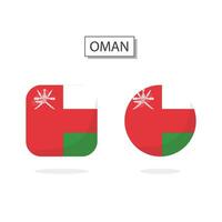 drapeau de Oman 2 formes icône 3d dessin animé style. vecteur