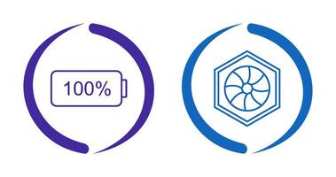 plein batterie et hexagonal diaphragme icône vecteur