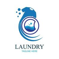 logo conception blanchisserie icône la lessive machine avec bulles pour affaires vêtements laver nettoie moderne modèle vecteur