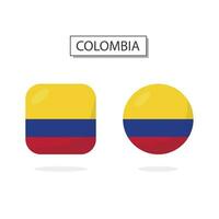 drapeau de Colombie 2 formes icône 3d dessin animé style. vecteur