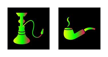 narguilé et allumé fumeur tuyau icône vecteur