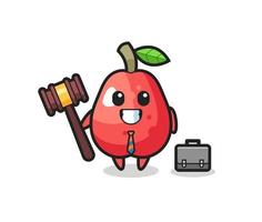 illustration de la mascotte de pomme d'eau en tant qu'avocat vecteur