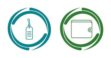 vente étiquette et portefeuille icône vecteur