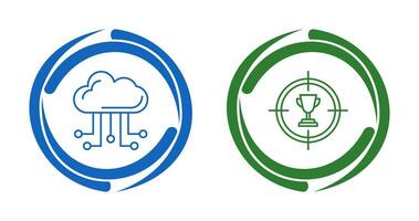 nuage l'informatique et cible icône vecteur