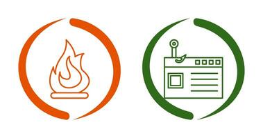 Feu et Hameçonnage icône vecteur