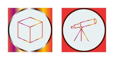 cubique conception et télescope icône vecteur