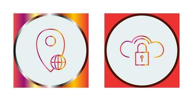 global emplacement et sécurise nuage icône vecteur