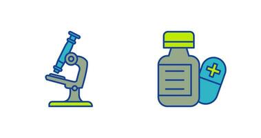 microscope et pilule icône vecteur