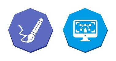 peindre brosse et bureau icône vecteur