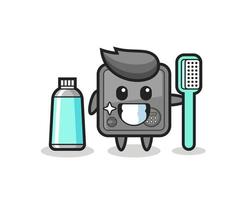 mascotte, illustration, de, coffre-fort, à, a, brosse à dents vecteur