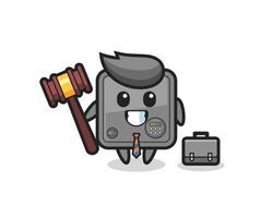 illustration de la mascotte du coffre-fort en tant qu'avocat vecteur