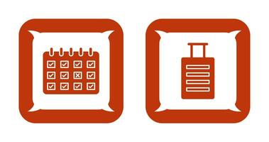 marqué calendrier et bagage icône vecteur