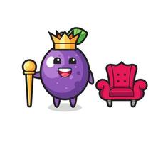 caricature de mascotte de fruit de la passion en tant que roi vecteur