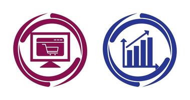 commerce électronique site Internet et en hausse statistiques icône vecteur