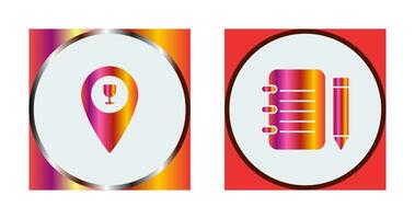 bar emplacement et bloc-notes icône vecteur
