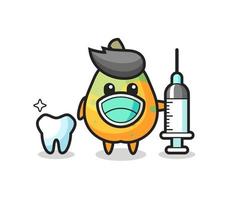 personnage mascotte de papaye en tant que dentiste vecteur