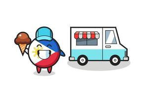mascotte, dessin animé, de, philippines, drapeau, insigne, à, glace, camion vecteur