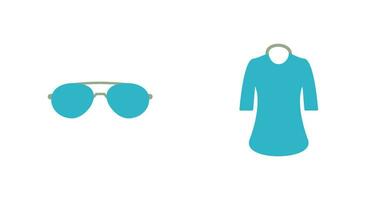 Dames chemise et des lunettes de soleil icône vecteur