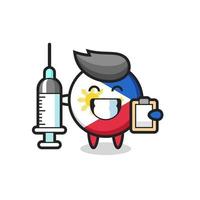 illustration de la mascotte de l'insigne du drapeau philippin en tant que médecin vecteur