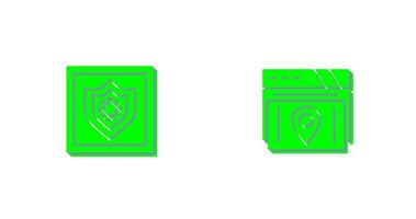 bouclier et carte emplacement icône vecteur