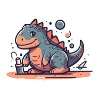 mignonne dessin animé dinosaure. vecteur illustration de une stégosaure.