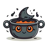 mignonne Halloween sorcière chapeau avec yeux et bouche. vecteur illustration.