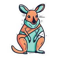 mignonne kangourou dans une bandage. vecteur illustration.