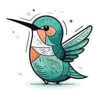 mignonne dessin animé colibri avec une médical masque. vecteur illustration.