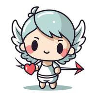 Cupidon ange dessin animé personnage. mignonne Cupidon vecteur illustration.