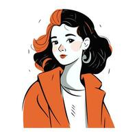 portrait de une magnifique fille dans une manteau. vecteur illustration.