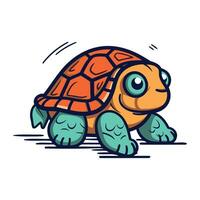 mignonne dessin animé tortue. vecteur illustration isolé sur une blanc Contexte.