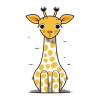 mignonne dessin animé girafe isolé sur blanc Contexte. vecteur illustration.