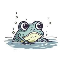 grenouille dans l'eau. mignonne dessin animé personnage. vecteur illustration.