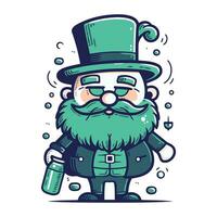 lutin avec une bouteille de l'eau. vecteur illustration.