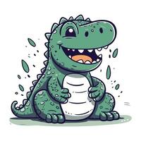 mignonne dessin animé crocodile. vecteur illustration de une marrant dessin animé crocodile.
