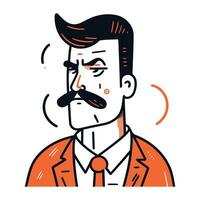 marrant homme avec moustache. vecteur illustration dans griffonnage style