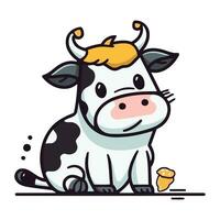 mignonne dessin animé vache avec gland. ferme animal. vecteur illustration.