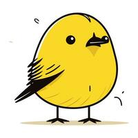 mignonne peu Jaune oiseau sur une blanc Contexte. vecteur illustration.