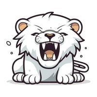 en colère blanc Lion dessin animé mascotte personnage vecteur illustration.