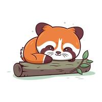 mignonne rouge Panda mensonge sur le enregistrer. vecteur illustration.
