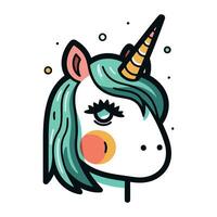 Licorne diriger. mignonne dessin animé personnage. vecteur illustration.