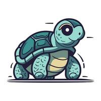 mignonne dessin animé tortue. vecteur illustration isolé sur une blanc Contexte.