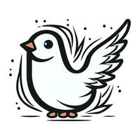 Pigeon avec ailes sur une blanc Contexte. vecteur illustration.