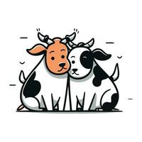 mignonne dessin animé vache et veau. vecteur illustration sur blanc Contexte.