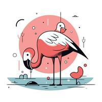 flamant oiseau vecteur illustration. flamant dans plat style.