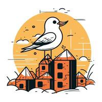 mouette sur le Contexte de le ville. vecteur illustration.